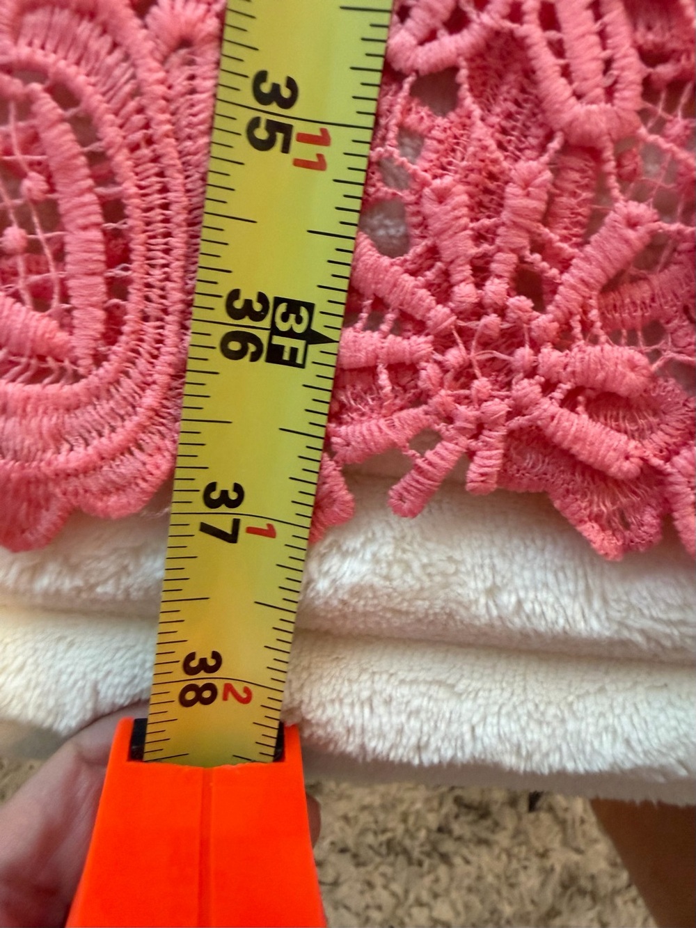 NWT Sleeveless Coral Lace Midi Dress - Unknown Brand. Sz 10 - Picture 6 of 6